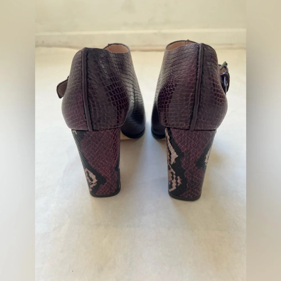 Donald Pliner Fouu snake print leather shooties sandals double strap heels 8,5 - Picture 6 of 9